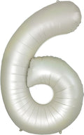 Number 6 Balloons White Sand Six Balloon for 6 Year Old Birthday Decorations 40 Inches Cream White Large Numbers 6th Birthday Party Nude Ballons Beige 6 Digital Neutral Balloon Pearl White 6