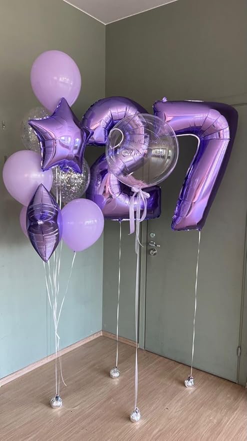 Numbers Balloon 40 Inch, Purple Balloons for Birthday Party Decoration, Large Number Two Ballon for 2, 12, 26, 27, 2026 Celebration, Graduation, Birthday, Baby Shower, Anniversary Decor
