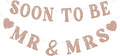 Soon To Be Mr & Mrs Sign for Bridal Shower Banner, Pre-Strung Rose Gold Glitter Wedding Banner, Engagement Banners for Mantle Hanging Sign Couples Shower Decorations