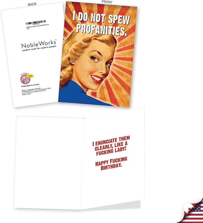 NobleWorks Assorted 3 Pack, Funny Naughty Retro Birthday Cards for Women with 5 x 7 Inch Envelopes (3 Designs, 1 Each) Laughing Ladies VC2807BDG-C1x3