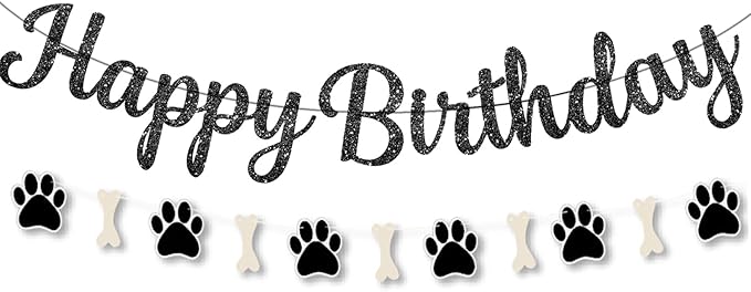 Dog Paw Birthday Banner，Happy Birthday Banner Decorations for Boys Girls Baby Shower Party Hanging Baby Shower Party Supplies