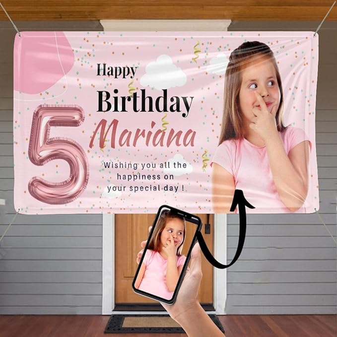 Custom Happy Birthday Vinyl Banner Sign, Personalized Party Backdrop, Gift, and Decoration - From NiceMemoryLLC. (Style-22)