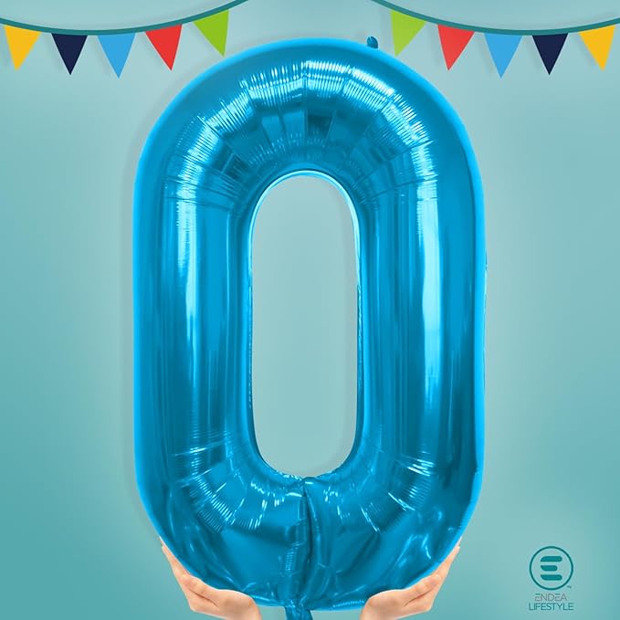 40 Inch Large Blue Number Celebration and Decoration Balloon for Birthday Parties, Graduations, Anniversaries, Weddings, Photo Shoots, Special Events - Helium Foil Mylar (Blue Number 0)