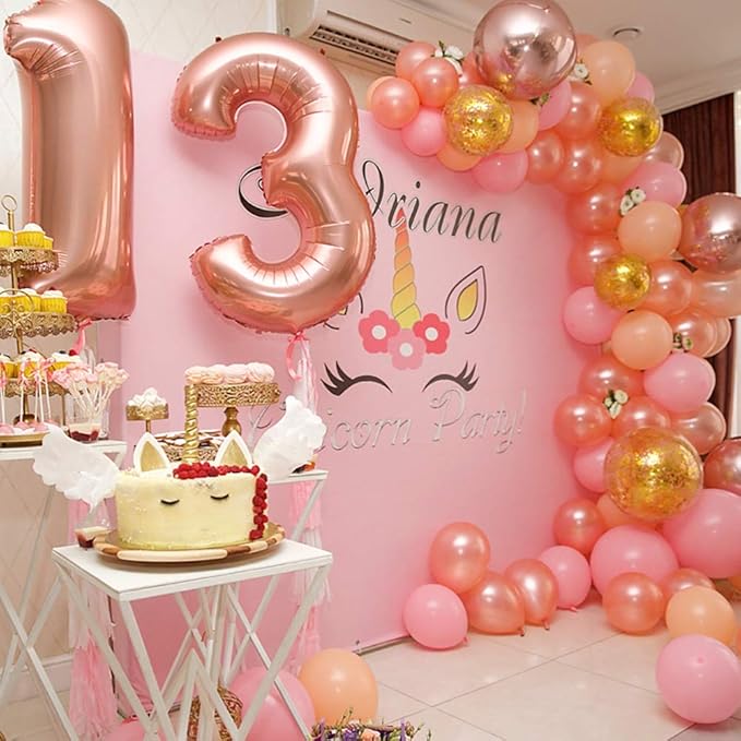 Juland Rose Gold Number Balloons Large Foil Mylar Balloons 40 Inch Giant Jumbo Number Balloons for Birthday Party Decorations 11