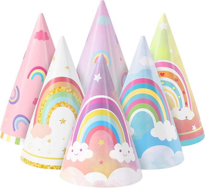 WERNNSAI Birthday Party Hats - 12 Pcs Birthday Party Supplies Cone Hat Headbands Colorful Paper Party Hats for Kids