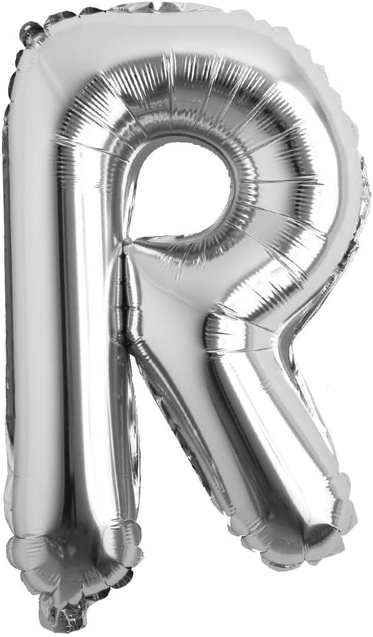 16" inch Single Silver Alphabet Letter number Balloons Aluminum Hanging Foil Film Balloon Wedding Birthday party decoration banner Air Mylar Balloons (16 inch Silver R)