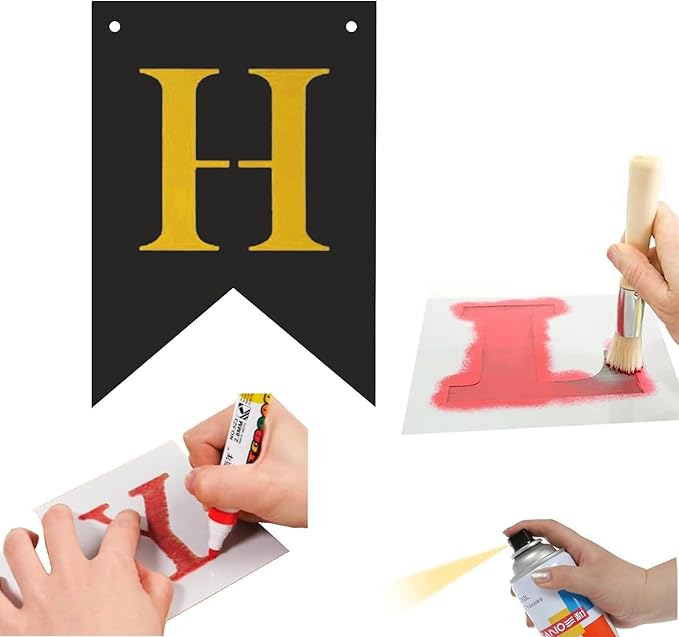24pcs Blank DIY Black Banner Set, Personalized Banner Party Decorations Supplies Custom Signs, Customize Handwriting Banners for Birthday, Wedding, Baby Shower and Graduation Party Decorations