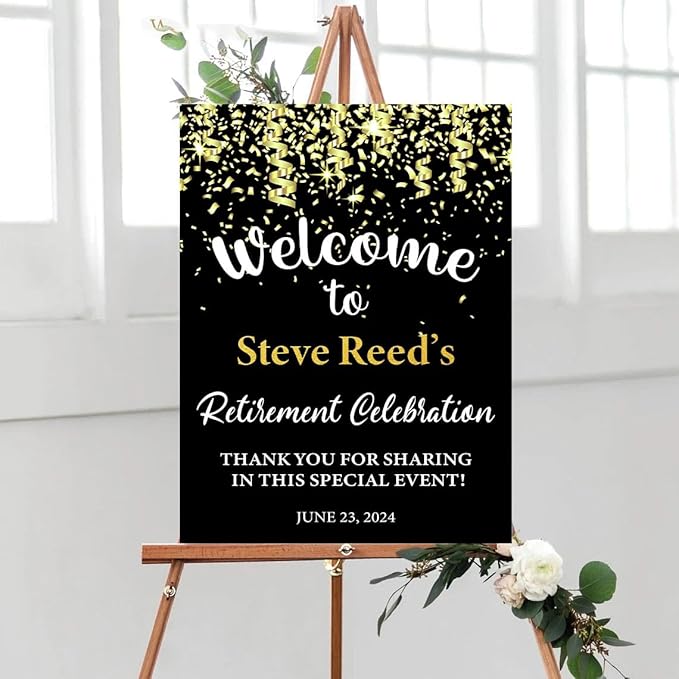 Personalized Retirement Yard Sign, Personalized Lawn Decoration for Happy Retirement Celebration, Outdoor Welcome Board for Party Entrance, Event Decor for Coworker Farewell Party, 12x18 Inch #9