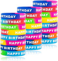 ARTLYMERS Happy Birthday Rubber Bracelets, Colored Silicone Stretch Wristbands for Birthday Party Supplies Favors 8 Styles