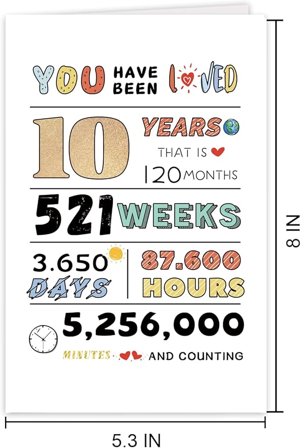 10 Year Birthday Card for Boys Girls, Birthday Card for 10 Year Old Kids Boy Girls Niece, 10th Birthday Gift Ideas, Best Gift Decorations for 10th Son Daughter Kids