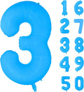 Fluorescent Blue Number Balloon 40 inch Giant Foil Helium Balloons Blue Number 3 Balloon for 3rd Birthday Party Decorations