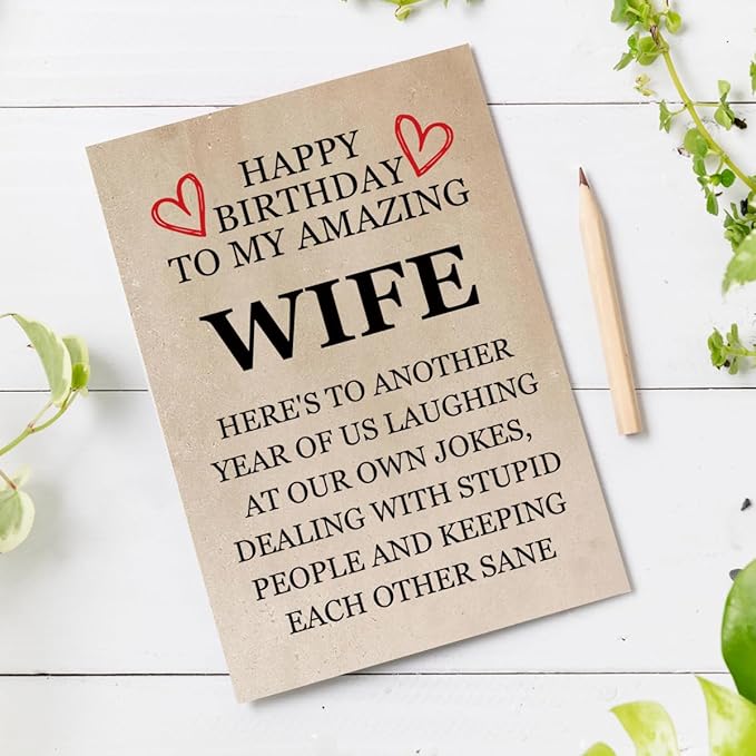 Funny Rude Birthday Card for Wife from Husband, Hilarious Humor Gift Idea for Her, Best Happy Wife Birthday Card with Sarcastic Message, Perfect Couples Gag Birthday Gift