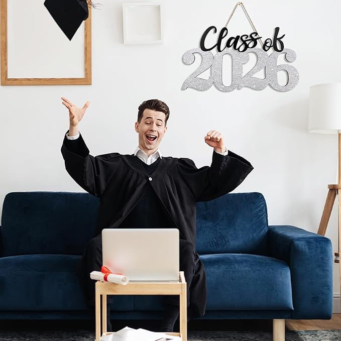 Graduation Decorations 2026 Wood Sign Sliver Class of 2026 Photo Props for College High School Graduation Party Supplies
