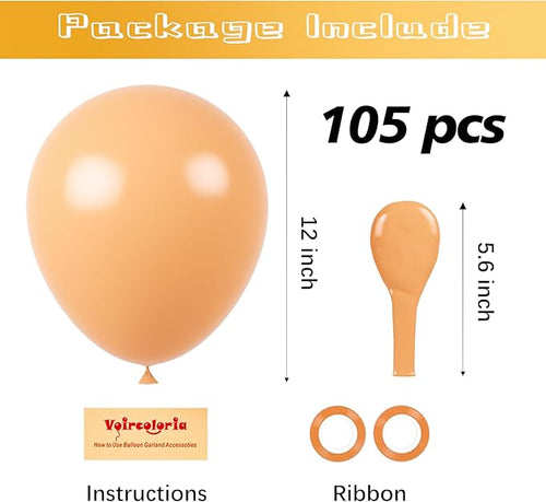 105pcs Peach Balloons 12inch Party Latex Balloons for Boys Girls Birthday Baby Shower Gender Reveal Wedding Sunflower Party Decorations