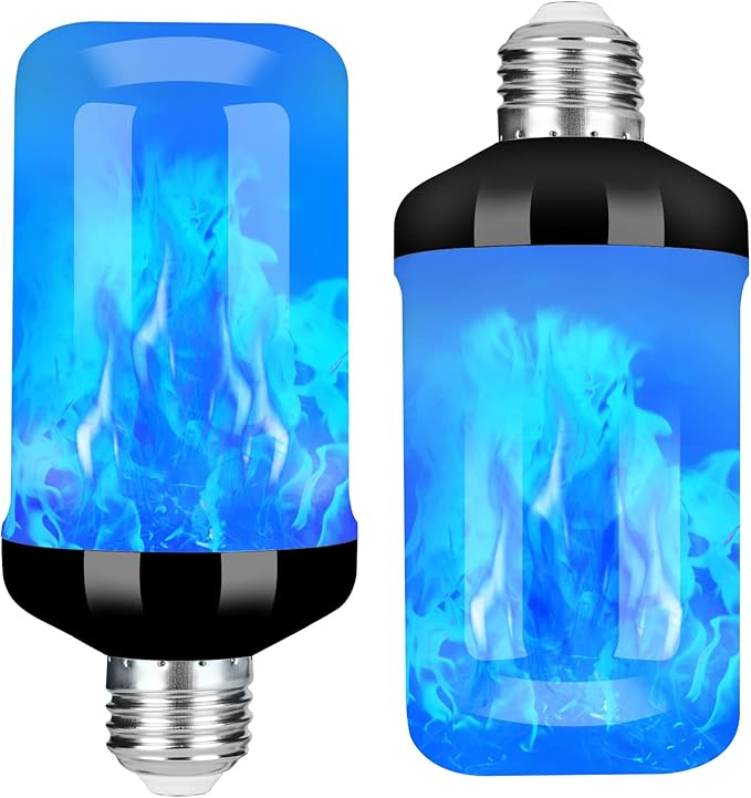 Y- STOP LED Flame Light Bulb, Upgraded 4 Modes Fire Light Bulbs with Upside Down Effect, E26 Base Flickering Light Bulbs for Halloween Decorations, Christmas, Outdoor, Indoor, Home Decor (Blue)
