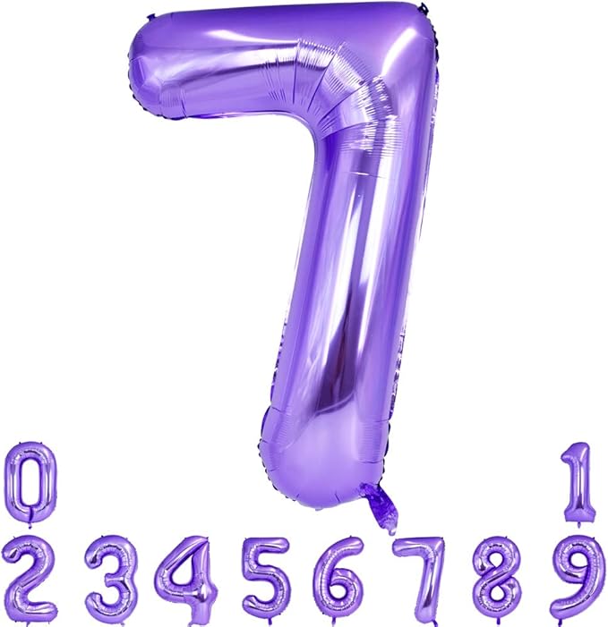 TONIFUL 40 Inch Purple Large Numbers Balloon 0-9 Birthday Party Decor,Foil Mylar Big Number Balloon Digital 7 for Birthday Party,Wedding, Bridal Shower Engagement Photo Shoot, Anniversary