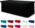 Smiry Spandex Tablecloth, Elastic Fitted Stretch Tablecloth for 5FT Rectangle Tables, Waterproof Washable Table Cover Skirt for Outdoor, Wedding, Banquet & Parties (Black, 60Lx36Wx30H Inch)