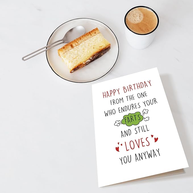 Chenive Hilarious Farting Birthday Card for Men Women, Funny Birthday Card for Farter Husband Wife, Humorous Birthday Card for Boyfriend Girlfriend, Endure Your Farts And Still Love You