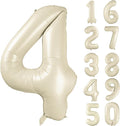 40 inch Cream White Number Balloon Giant Foil Helium Balloons Beige Number 4 Balloon for 4th Birthday Party Anniversary Decorations Supplies