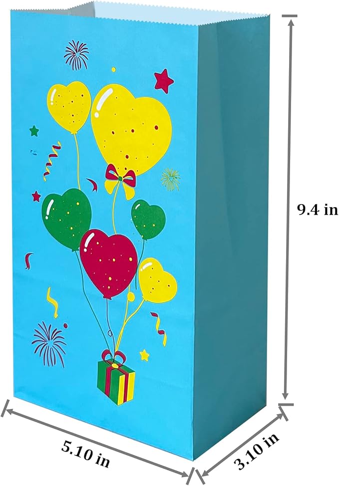 Artseen 20 pcs Paper Bags with Birthday Party Favors Bags Goody Bag for cookie, biscuit, candy, small gift (5.1 X 3.1 X 9.4 inches). (Balloon Set)