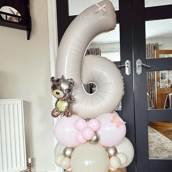 60th Birthday Balloons Cream for Women, 40 Inch Giant Beige Foil 60 Balloon Numbers Self Inflating, Ivory White Sand Digit 6 & 0 Helium Balloons for Men 60th Anniversary Party Decorations Supplies