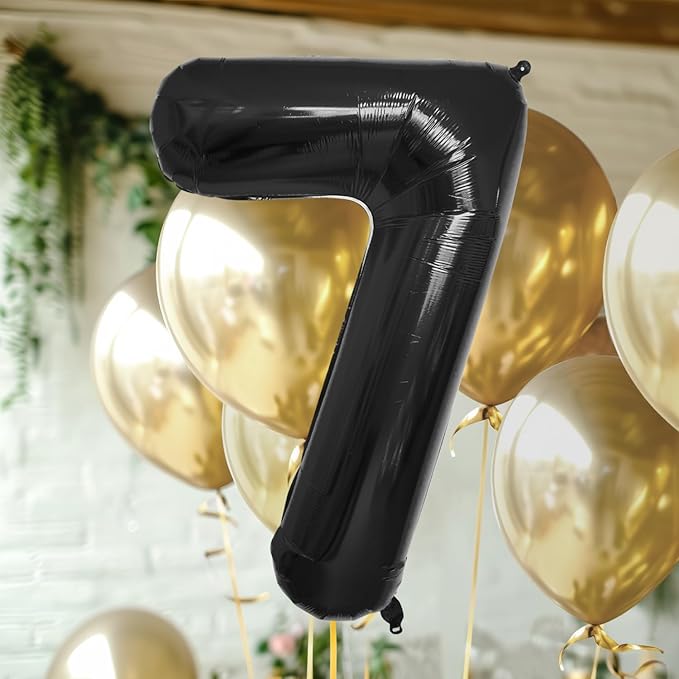 40 Inch Large Black Number Celebration and Decoration Balloon for Birthday Parties, Graduations, Anniversaries, Weddings, Photo Shoots, Special Events - Helium Foil Mylar (Black Number 7)