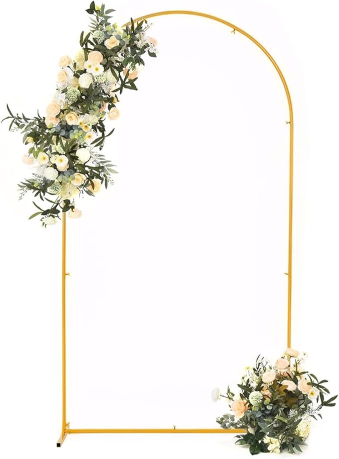 Vincidern 7.2 ft Balloon Arch Backdrop Stand Gold, Wedding Arch for Birthday Party, Bridal Baby Showers, Wedding Ceremony Arch Frame Metal