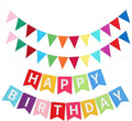 Irenare 4-Piece Happy Birthday Banner - Colorful Party Decor, Felt Garland Banner with Rainbow Colors