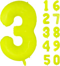 Fluorescent Yellow Number Balloon 40 inch Giant Foil Helium Balloons Yellow Number 3 Balloon for 3rd Birthday Party Decorations