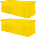 Smiry Spandex Tablecloth 2 Pack, Elastic Fitted Stretch Tablecloth for 6FT Rectangle Tables, Waterproof Washable Table Cover Skirt for Wedding, Banquet & Parties (Yellow, 72Lx30Wx30H Inch)
