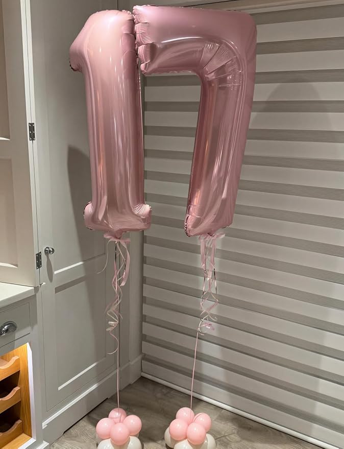 Pink Number 1 Balloons – 40 Inch Giant Foil Number Balloon, Light Pink Big Number Balloon for Girls Birthday, Baby Shower, Princess Theme Party Decorations