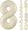 40 inch Cream White Number Balloon Giant Foil Helium Balloons Beige Number 8 Balloon for 8th Birthday Party Anniversary Decorations Supplies