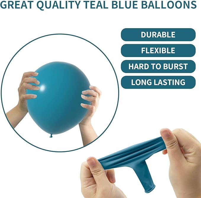 Peacock Blue Balloons Turquoise Blue Latex Balloon 5 10 12 18inch Different Sizes 103pcs Teal Blue Balloons Arch Kit for Kids Birthday Party Decoration Gender Reveal Baby Shower Wedding Whale Theme