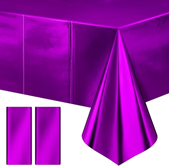 2 pcs Purple Tablecloth Plastic -Stunning Metallic Matte Finish, 40" x 108" Baby Shower Table Cloth, Perfect for Halloween Valentine's Day Princess Birthday Party Wedding Christmas Decorations