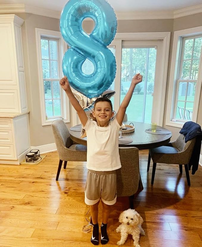 Pearlescent Blue 7 Balloon, Number Balloons 40 Inch, 7th Birthday Decorations for Girls Boys Kids, Party Decoration for Women Men, Number 7 Balloon
