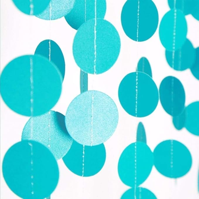 Cheerland Mermaid Party Decorations Under The Sea Party Garlands Blue Birthday Decor Circle Garland Glitter Ice Blue Streamer Baby Shower Kids Summer Beach Backdrop Ceiling Hanging Dot Decor 52ft