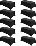 VidaFete Table Cloth 10 Pack 90 * 156inch Rectangle Tablecloth Polyester, Stain Wrinkle Resistant Polyester Dining Table Cover for Kitchen Dinning Party Wedding Rectangular Tabletop Decoration(Black)