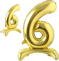 Self Standing 32 Inch Number Balloons Foil Ballon Gold Digit ball Wedding Birthday Party Decoration Baby Shower Supplies (32 inch Stand Gold 6)