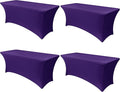 Obstal 6ft Stretch Spandex Table Cover - 4 Pack Universal Rectangular Fitted Tablecloth Protector for Wedding, Banquet and Party (Dark Purple, 72L x 30W x 30H Inches)