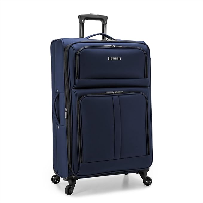 U.S. Traveler Anzio Softside Expandable Luggage with Spinner Wheels, Navy, 3-Piece Set (22/26/30)