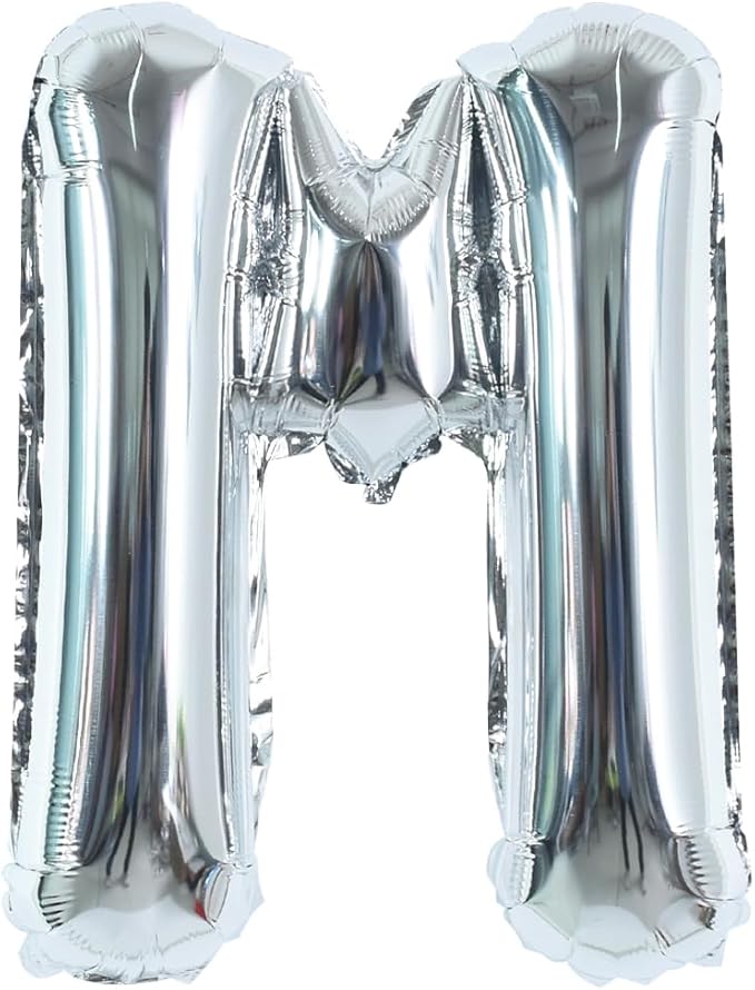 TONIFUL 40 Inch Large Silver Letter M Balloons Helium Balloons,Foil Mylar Big Letter Balloons for 2026 New Year Eve Graduation Wedding Baby Shower Birthday Party Anniversary Supplies Decorations