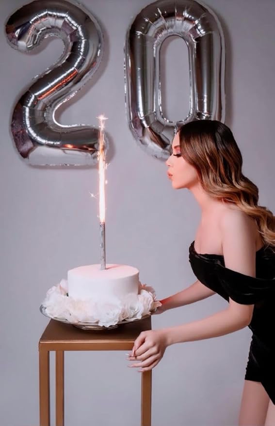 40 Inch Number 2 Balloon, Silver Balloons for Birthday Party Decoration, Foil Number 2 Ballon for 2, 12, 24, 25, 2026 Celebration, Graduation, Birthday, Baby Shower, Anniversary Decor