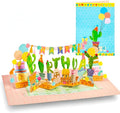 Paper Love 3D Birthday Pop Up Card, Happy Birthday Cactus, For Adults or Kids - 5"x7" Cover - Includes Envelope and Note Tag