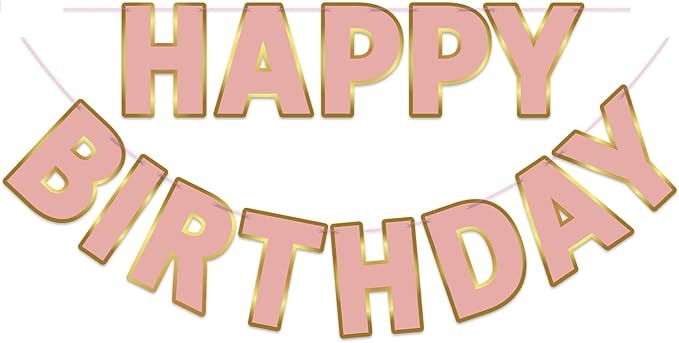 Happy Birthday Banner - 9ft Pre-Strung Happy Birthday Sign for Women, Men, Girls, Boys - No DIY Birthday Decorations & Party Supplies(Rose Gold)