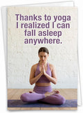 NobleWorks - 1 Funny Happy Birthday Notecard - Woman Humor Greeting Card with Envelope - Thanks to Yoga C9359BDG