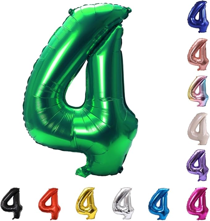 YPSelected 32 Inch Large Foil Helium Number Balloon Birthday Wedding Party 0-9 (Green, 4)