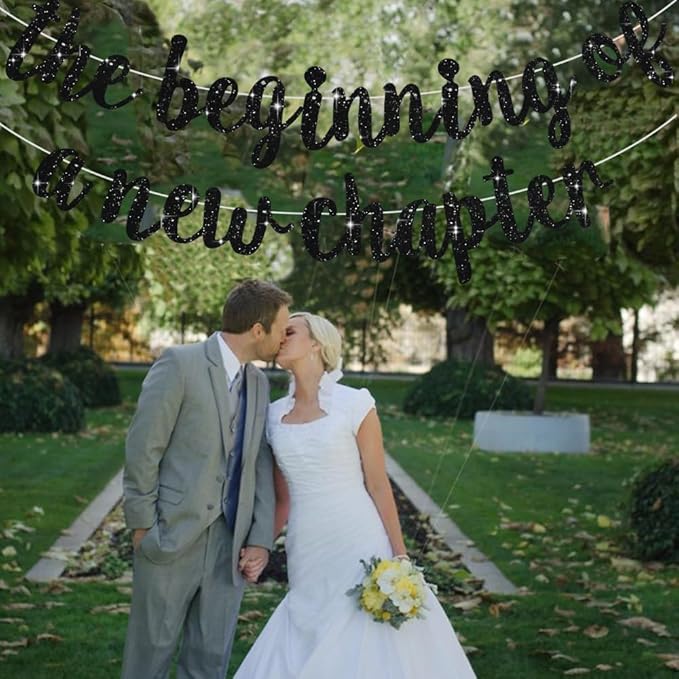 BEISHIDA The Beginning of A New Chapter Banner, Farewell party decorations,Graduation Sign 2026 Banner,Happy retirement Supplies,Going away party Sign Garland,Graduation banner Glitter Black
