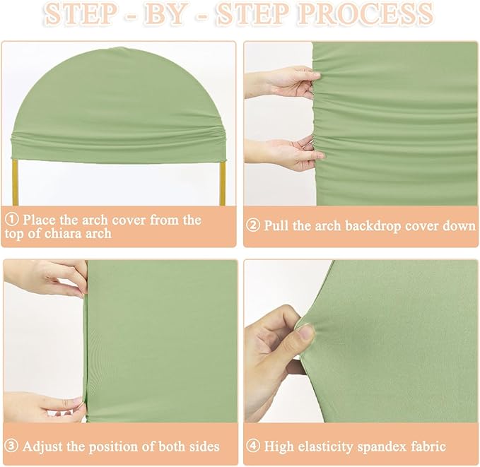 Sage Green Chiara Arch Cover Set of 3 Spandex Fitted Wedding Arch Covers 4ft 5ft 6ft Arched Backdrop Cover Arches Backdrop Stand Cover for Happy Birthday Baby Shower Graduation Party Decorations