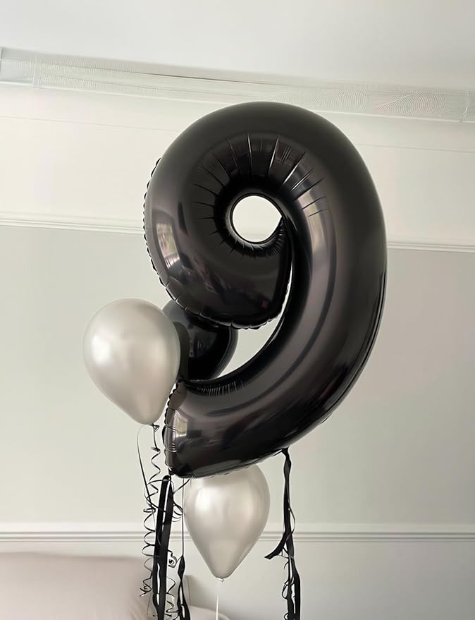 Number 9 Balloons - 40 Inch Black Number Balloons Giant Black balloon Big Foil balloon for Men Women Boys Girls Birthday Graduation Anniversary Party Decorations