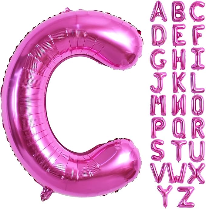 TONIFUL 40 Inch Large Rose Red Letter C Balloons - Giant Hot Pink Alphabet Letter Balloons for Birthday Party Anniversary Supplies Decorations